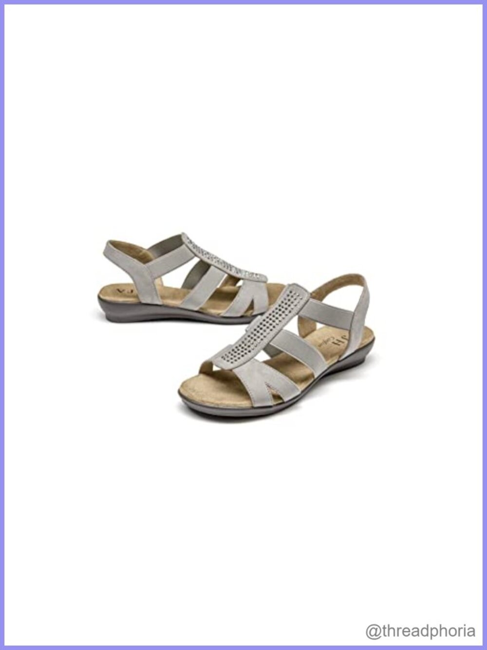 Rhinestone Flat Sandals Faux Suede Slingback Slip On Casual Walking